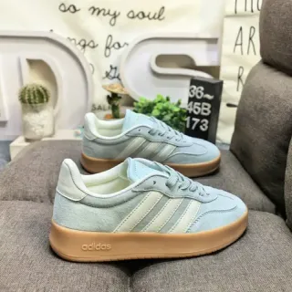 Adidas Blue Beige Suede Upper Three-Stripe Side Panel Lifestyle Sneakers
