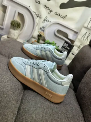 Adidas Blue Beige Suede Upper Three-Stripe Side Panel Lifestyle Sneakers 7