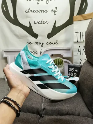 Adidas Bleu Noir Translucide Aqua Haut Trois Rayures Marquage Style de Vie Sneakers 5