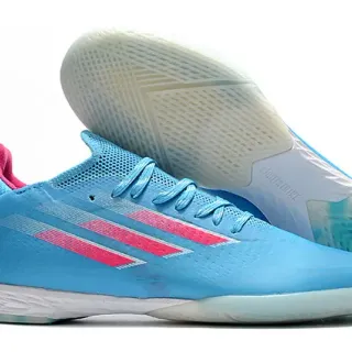 Adidas Blue Pink Knit Upper Low-Cut Silhouette Indoor Soccer Shoes