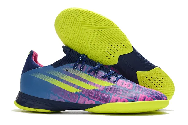 Adidas أحذية كرة القدم الداخلية بصمامة زرقاء وردية من الخياطة منخفضة silhouette 7