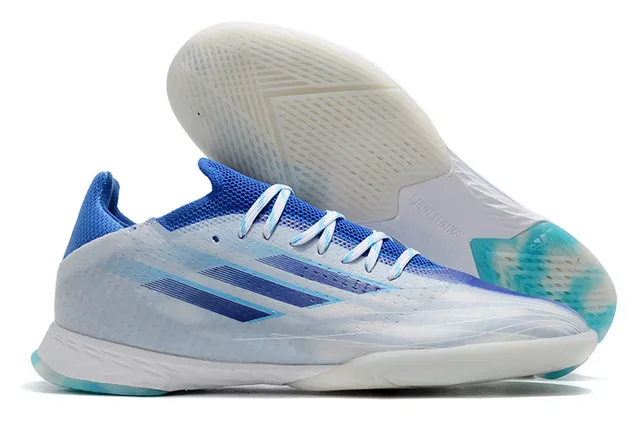 Adidas أحذية كرة القدم الداخلية بصمامة زرقاء وردية من الخياطة منخفضة silhouette 17