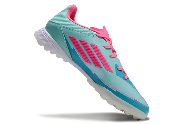 Adidas Blue Pink Low-Profile Synthetic Upper Molded Rubber Studs Turf Soccer Shoes 2