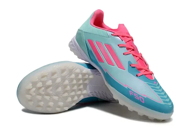 Adidas Blue Pink Low-Profile Synthetic Upper Molded Rubber Studs Turf Soccer Shoes 4