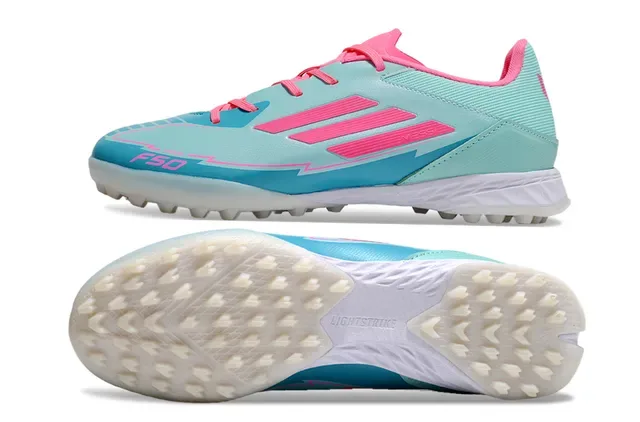 Adidas Blue Pink Low-Profile Synthetic Upper Molded Rubber Studs Turf Soccer Shoes 6