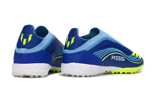 Adidas नीला पीला लो-कट सॉक-फिट अपर सिन्थेटिक वेव पैटर्न ओवरले आर्टिफिशियल ग्रास फुटबॉल शूज 6