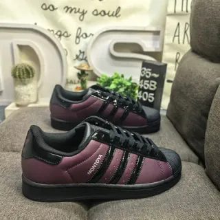 Adidas 酒红色 黑色 Shell-Toe Three-Stripe Lifestyle Sneakers