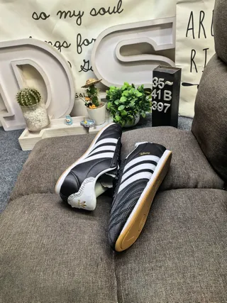 Adidas Copa أحذية كرة القدم الداخلية أسود أبيض لوحة جانبية مبطنة بثلاث شرائط 6