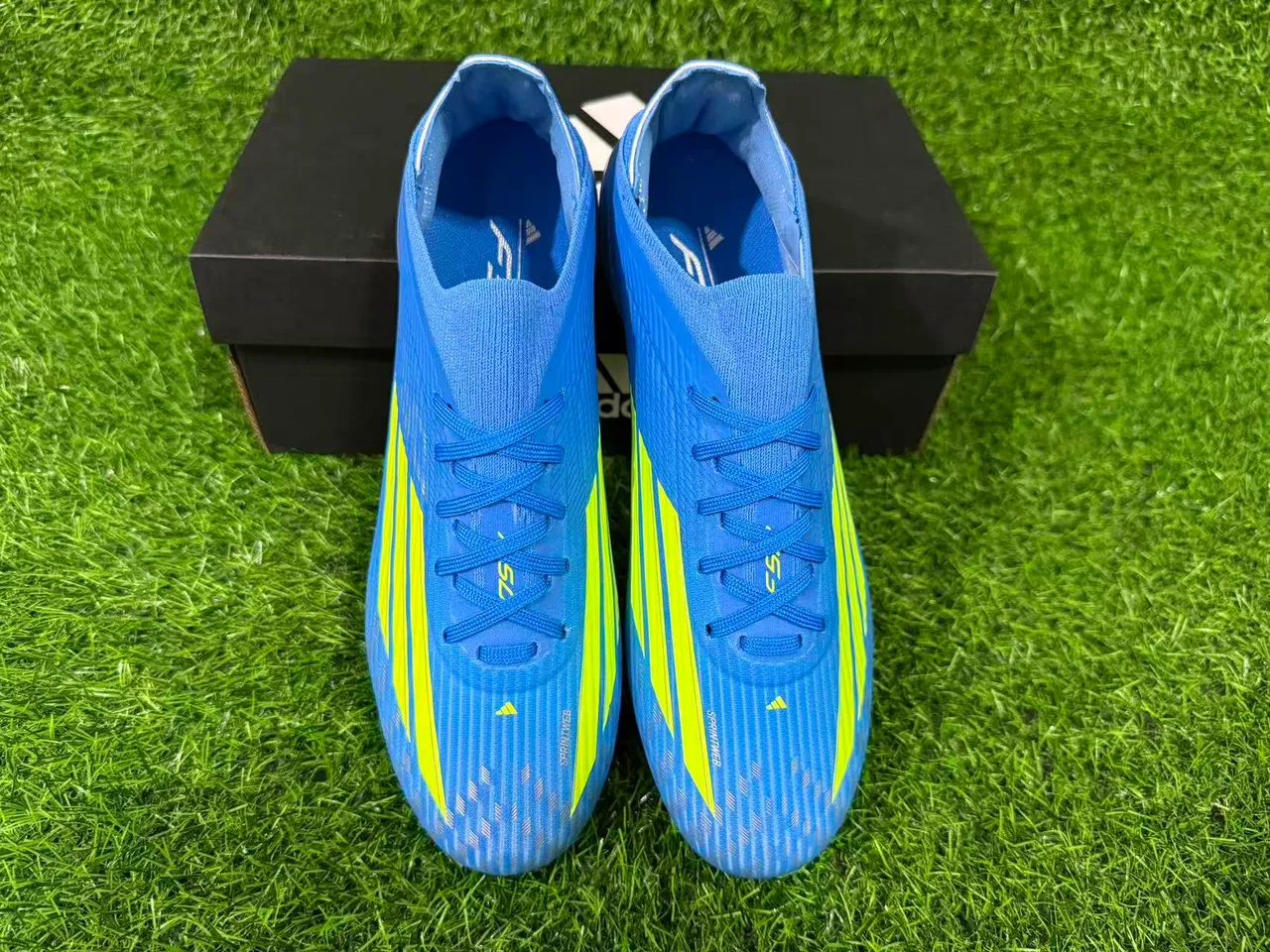 Adidas F50 Azul e Verde Neon Firm-Ground Sapatos de Futebol 6