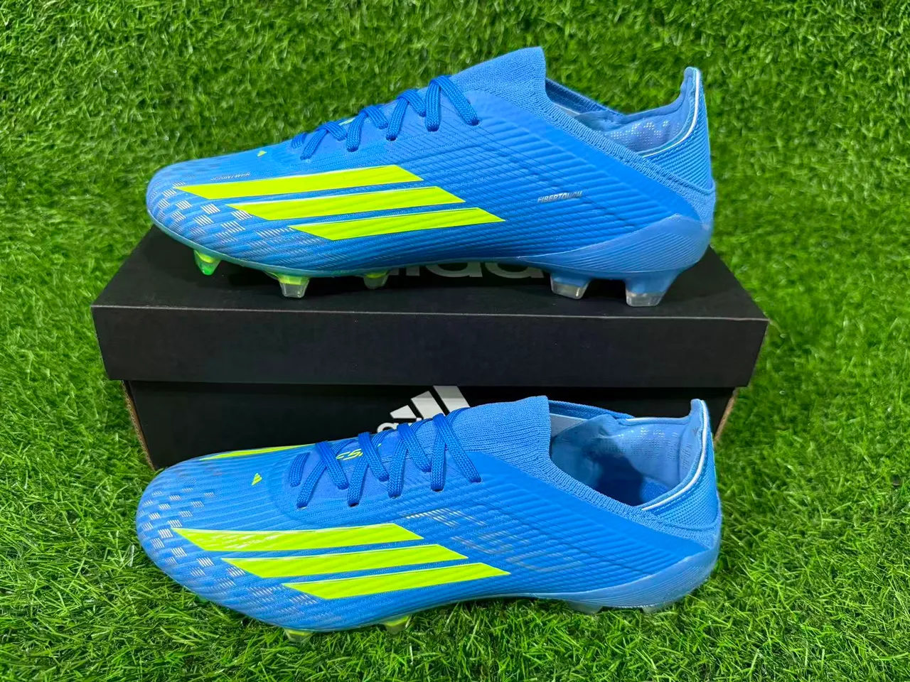 Adidas F50 Azul e Verde Neon Firm-Ground Sapatos de Futebol 8