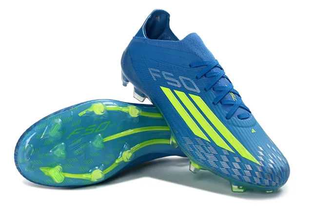 Adidas F50 Azul e Verde Neon Firm-Ground Sapatos de Futebol 13