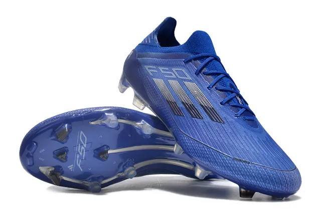 Adidas F50 Bleu Noir Argent Terrain Ferme Chaussures de football 4