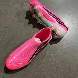 Adidas F50 Fluorescent Pink Black Laceless Firm-Ground Soccer Shoes