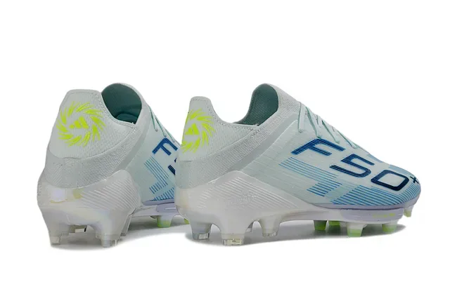 Adidas F50+ Light Gray Blue Neon Green Firm-Ground Soccer Shoes 5
