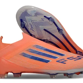 Adidas F50 Orange Bleu Col à enfiler Semelle translucide Crampons pour sol ferme Chaussures de football