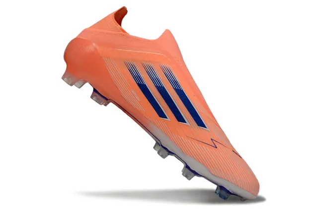 Adidas F50 Laranja Azul Colar de Ajuste para Meia Sola Translucida Solo Firme Sapatos de Futebol 2