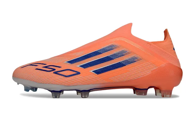 Adidas F50 Laranja Azul Colar de Ajuste para Meia Sola Translucida Solo Firme Sapatos de Futebol 7
