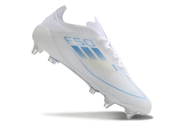 Adidas F50 সাদা এবং নীল ফার্ম-গ্রাউন্ড সকার জুতো 2