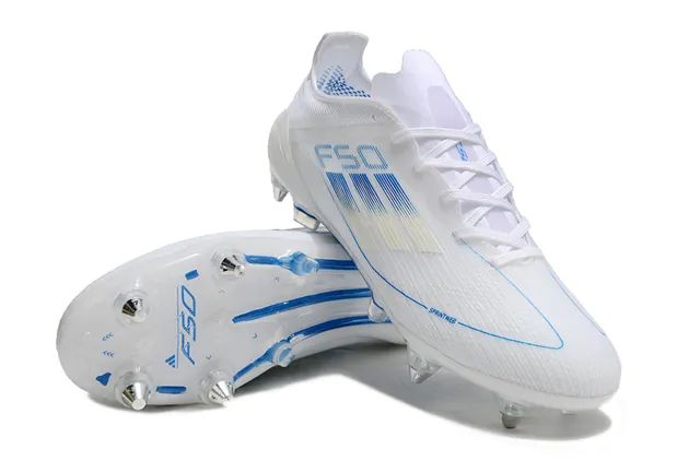 Adidas F50 সাদা এবং নীল ফার্ম-গ্রাউন্ড সকার জুতো 4