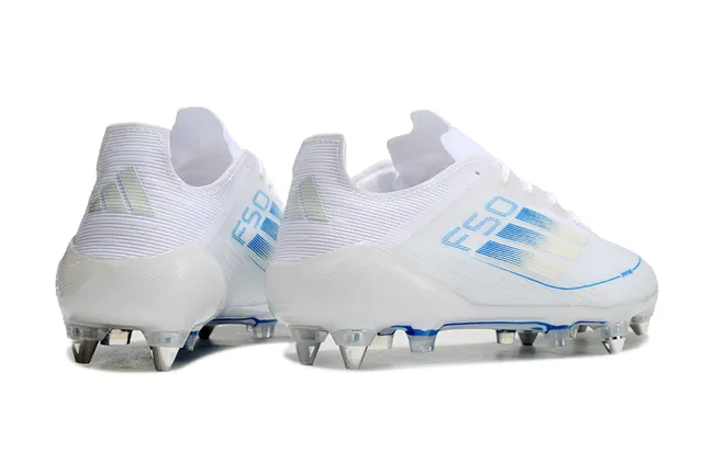 Adidas F50 সাদা এবং নীল ফার্ম-গ্রাউন্ড সকার জুতো 5
