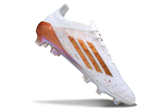 Adidas F50 Blancs et orange iridescent pour terrain ferme 2
