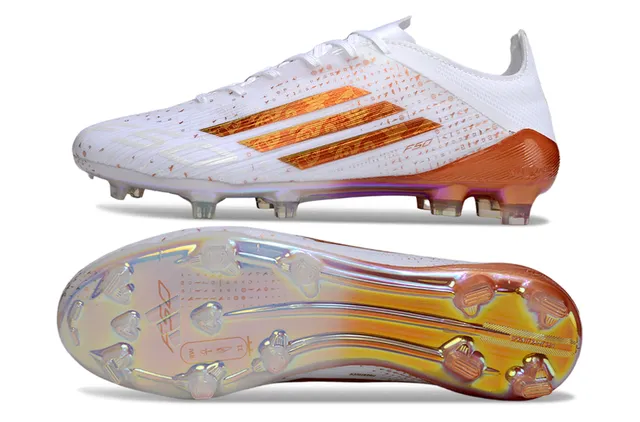 Adidas F50 Blancs et orange iridescent pour terrain ferme 6