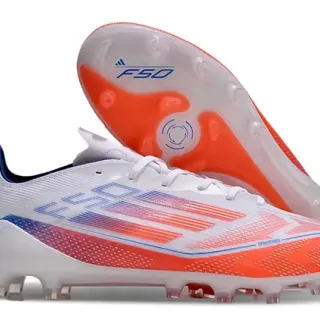 أديداس F50 أحذية كرة القدم Low-Cut Speed Cleat أبيض برتقالي Upper من المنسوج الصناعي للأرض الصلبة