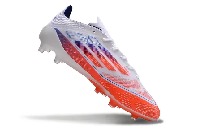 Adidas F50 Low-Cut Speed Cleat Branco Laranja Upper Sintético Textil Para terreno firme Sapatos de futebol 2