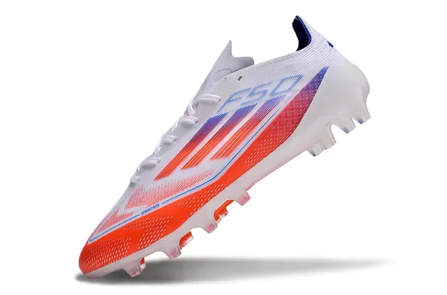Adidas F50 Low-Cut Speed Cleat Branco Laranja Upper Sintético Textil Para terreno firme Sapatos de futebol 3