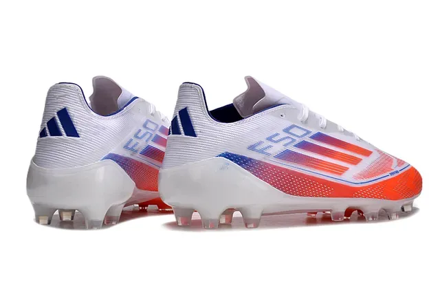 Adidas F50 Low-Cut Speed Cleat Branco Laranja Upper Sintético Textil Para terreno firme Sapatos de futebol 6
