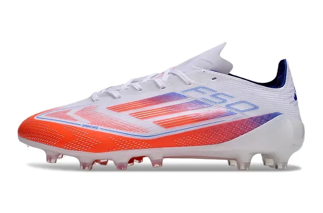 Adidas F50 Low-Cut Speed Cleat Branco Laranja Upper Sintético Textil Para terreno firme Sapatos de futebol 8