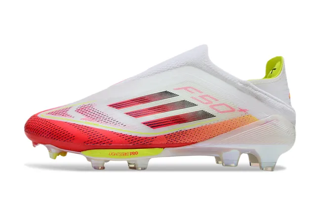 Adidas F50 Branco Vermelho Baixo Corte Ajuste Meia Parte Superior Campo Firme Sapatos de Futebol 8