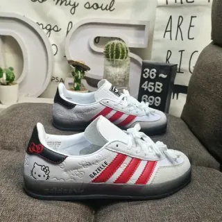 Adidas Gazelle أبيض أحمر أسود Hello Kitty أسلوب حياة حذاء رياضي