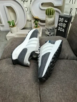 Adidas Gray Black Three-Stripe Side Panel Mixed-Material Upper Lifestyle Sneakers 6