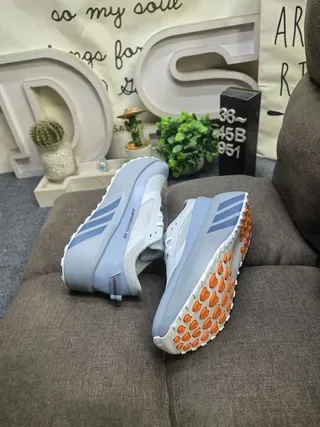 Adidas Gris Azul Marino Suela de Plataforma Gruesa Malla y Recubrimiento Sintético Superior Zapatos Lifestyle 6