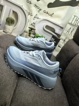 Adidas Gris Azul Marino Suela de Plataforma Gruesa Malla y Recubrimiento Sintético Superior Zapatos Lifestyle 7
