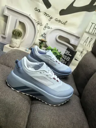 Adidas Gris Azul Marino Suela de Plataforma Gruesa Malla y Recubrimiento Sintético Superior Zapatos Lifestyle 9