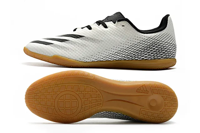 Adidas أحذية كرة قدم داخلية أخضر بنفسجي وجهة نسيجية منخفضة القطع رباط غير متماثل 20