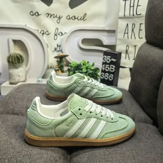 Adidas أخضر أبيض أنيلين علوي ثلاث شرائط لوحة جانبية أسلوب حياة أحذية رياضية