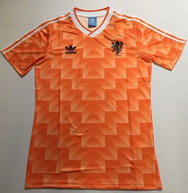 Adidas Netherlands 1988 Euro Orange Patrón geométrico de diamante Jersey 2