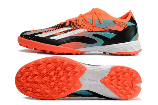 Adidas أحذية كرة القدم للعشب الاصطناعي برتقالي أسود upper منخفض القطع من نسيج شبكي نظام الرباط غير متماثل 13