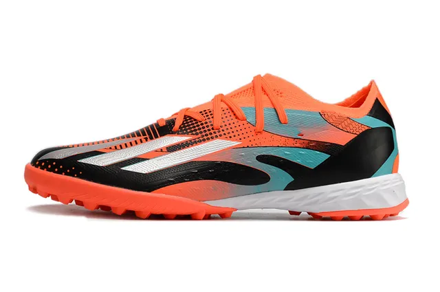 Adidas أحذية كرة القدم للعشب الاصطناعي برتقالي أسود upper منخفض القطع من نسيج شبكي نظام الرباط غير متماثل 16