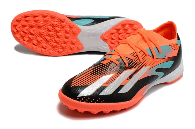 Adidas أحذية كرة القدم للعشب الاصطناعي برتقالي أسود upper منخفض القطع من نسيج شبكي نظام الرباط غير متماثل 17
