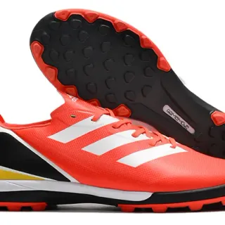 Adidas Orange Black Low-Cut Synthetic Upper Asymmetrical Lacing Artificial-Grass Soccer Shoes