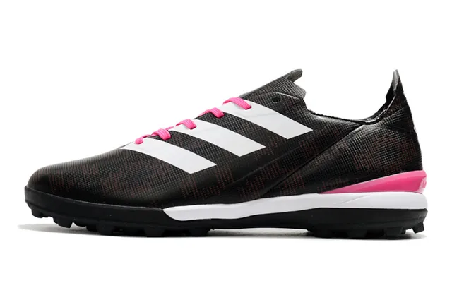 Adidas Zapatillas de fútbol para césped artificial de color naranja y negro con upper de sintético, cordones asimétricos y corte bajo 15