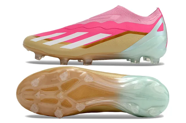 Adidas أحذية كرة القدم وردي ذهبي منخفض القطع مع ملائمة الجوارب في الجزء العلوي مع نمط موجات مصنوع من المواد الاصطناعية مع قفص للأرضية الصلبة 6