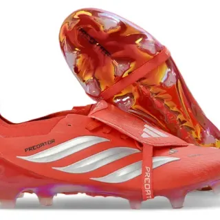 Adidas Predator Accuracy Zapatos de Fútbol Rojo Plata Iridiscente Tierra Firme
