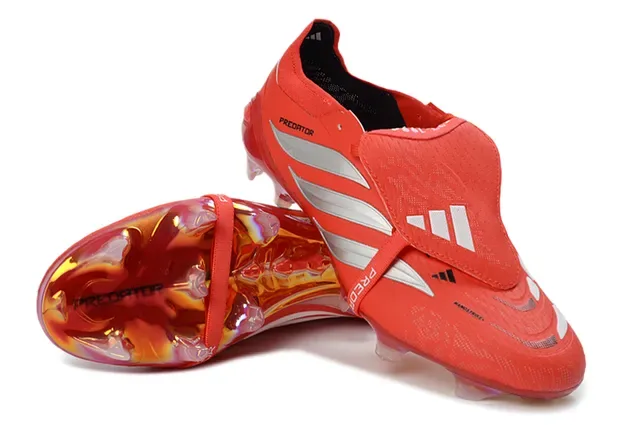 Adidas Predator Accuracy Sapatos de Futebol Vermelho Prata Iridescente Campo Firme 4