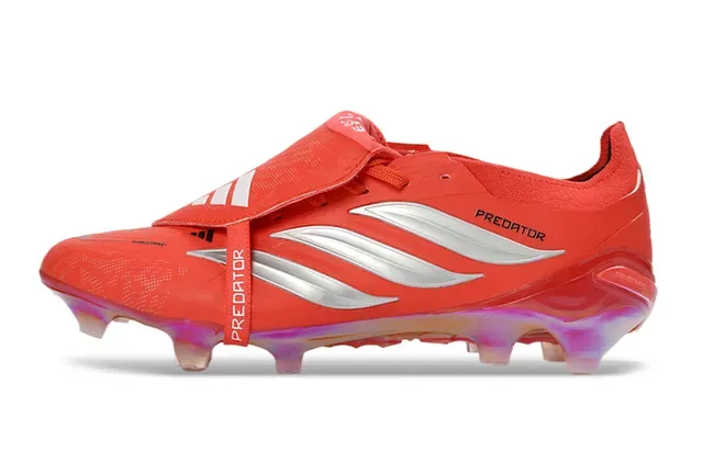 Adidas Predator Accuracy Sapatos de Futebol Vermelho Prata Iridescente Campo Firme 7