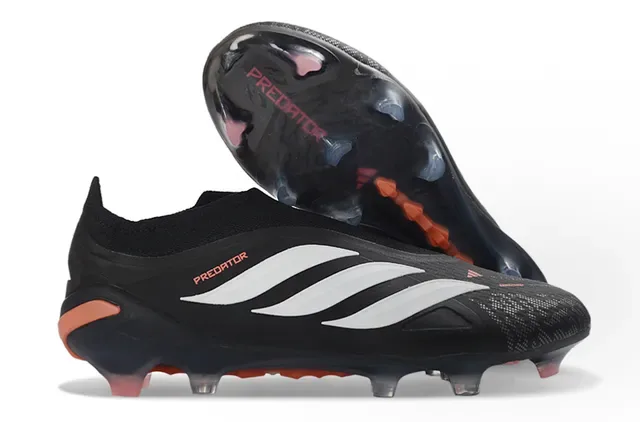 Adidas Predator Chaussures de Football Noir Vert Sans Lacets Upper Ajustement Chaussette Superposition Rayures Néon Firm-Ground 2